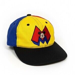 DISNEY Vintage 90s Disney Mickey Mouse Youth Snapback Cap Hat Colorblock